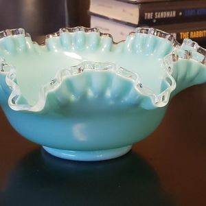 Fenton Silver turquoise large bowl